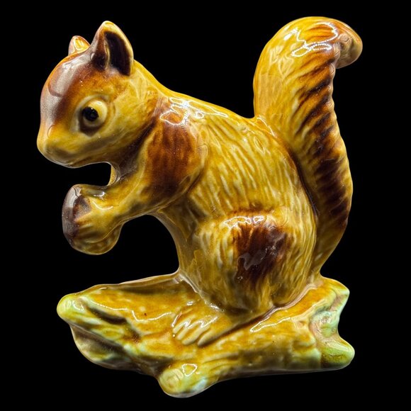 Vintage Squirrel Glazed Ceramic Figurine Collectible Decor Made In Brazil - Picture 1 of 8